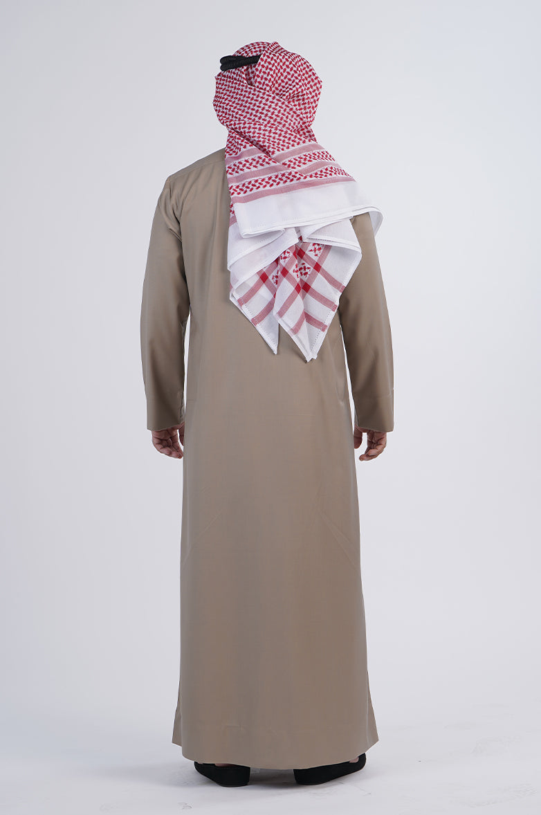 Formal Colored Winter Thobe | Qatari collar snap with regular sleeves