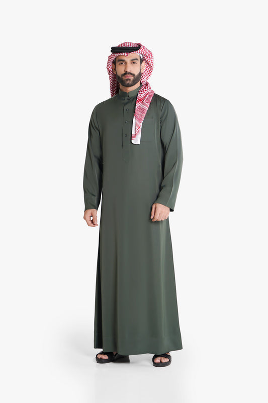 Kuwaiti Thobe | Traditional Kuwaiti Design with Luxurious Fabric (Green Color)
